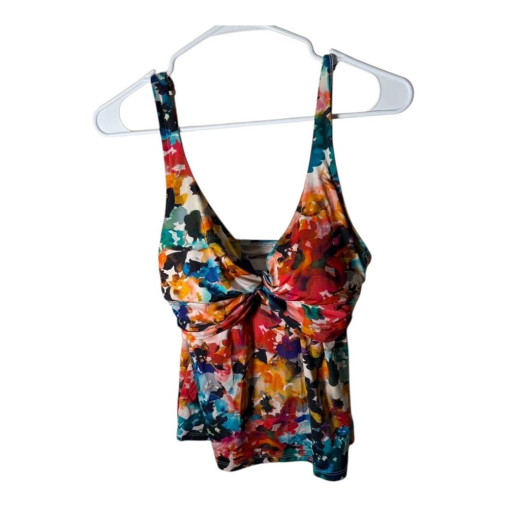 MiracleSuit Tankini Top Women's S/M Colorful Floral Padded Swim Bathing Suit